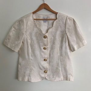Vintage Cream Leslie Faye Blouse Size 18